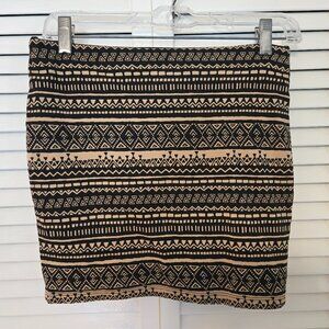 Forever 21 Stretch Mini Skirt - Black and Tan - Size M